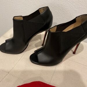 Christian Louboutin peep toe bootie black